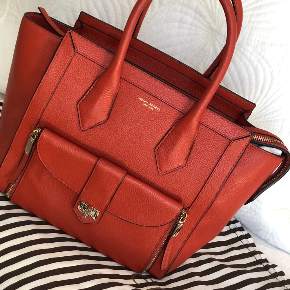 Henri Bendel Convertible Rivington Orange bag- LG
